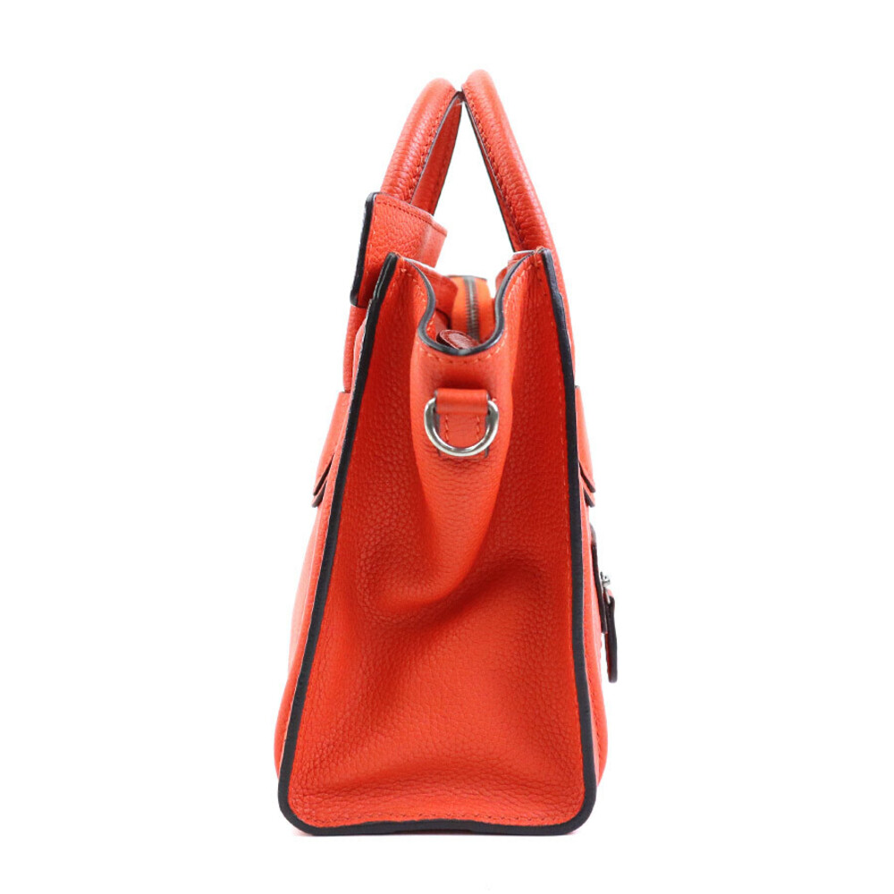 Celine Shoulder Leather Luggage Bag Shopper Handbag Orange